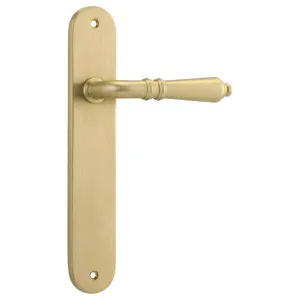 Sarlat Lever Oval Backplate Brushed Gold PVD by Iver, a Door Hardware for sale on Style Sourcebook