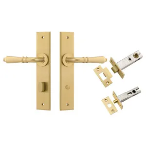 Sarlat Lever Chamfered Backplate Privacy Kit w Privacy Turn Brushed Gold PVD by Iver, a Door Hardware for sale on Style Sourcebook