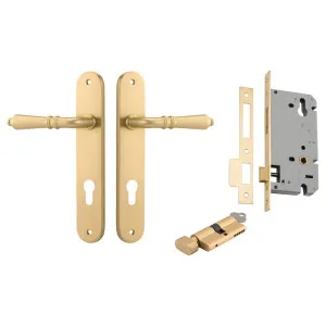 Sarlat Lever Oval Backplate Entrance Kit w High Security Lock Brushed Gold PVD by Iver, a Door Hardware for sale on Style Sourcebook
