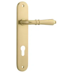 Sarlat Lever Oval Backplate Brushed Gold PVD by Iver, a Door Hardware for sale on Style Sourcebook