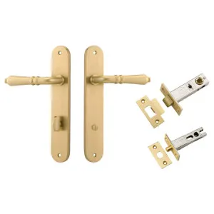 Sarlat Lever Oval Backplate Privacy Kit w Privacy Turn Brushed Gold PVD by Iver, a Door Hardware for sale on Style Sourcebook