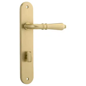 Sarlat Lever Oval Backplate Brushed Gold PVD by Iver, a Door Hardware for sale on Style Sourcebook