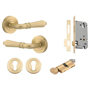 Sarlat Lever Round Rose Entrance Kit w Separate High Security Lock Brushed Gold PVD by Iver, a Door Hardware for sale on Style Sourcebook