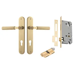 Brunswick Lever Oval Backplate Entrance Kit w High Security Lock Brushed Gold PVD by Iver, a Door Hardware for sale on Style Sourcebook