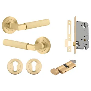 Brunswick Lever Round Rose Entrance Kit w High Security Lock Brushed Gold PVD by Iver, a Door Hardware for sale on Style Sourcebook