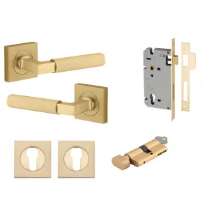 Brunswick Lever Square Rose Entrance Kit w High Security Lock Brushed Gold PVD by Iver, a Door Hardware for sale on Style Sourcebook