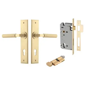 Brunswick Lever Chamfered Backplate Entrance Kit w High Security Lock Brushed Gold PVD by Iver, a Door Hardware for sale on Style Sourcebook