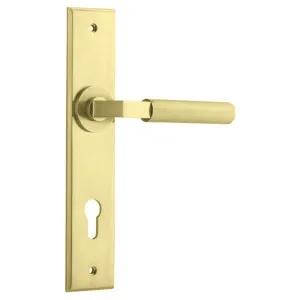 Brunswick Lever Brushed Gold Pvd Chamfered Backplate by Iver, a Door Hardware for sale on Style Sourcebook