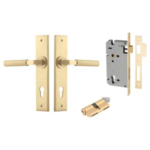 Brunswick Lever Chamfered Backplate Entrance Kit w High Security Lock Brushed Gold PVD by Iver, a Door Hardware for sale on Style Sourcebook