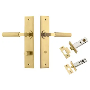Brunswick Lever Chamfered Backplate Privacy Kit Brushed Gold PVD by Iver, a Door Hardware for sale on Style Sourcebook