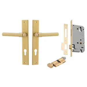 Helsinki Lever Rectangular Backplate Entrance Kit w High Security Lock Brushed Gold PVD by Iver, a Door Hardware for sale on Style Sourcebook
