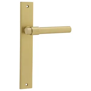 Helsinki Lever Rectangular Backplate Brushed Gold PVD by Iver, a Door Hardware for sale on Style Sourcebook