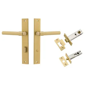 Helsinki Lever Rectangular Backplate Privacy Kit w Privacy Turn Brushed Gold PVD by Iver, a Door Hardware for sale on Style Sourcebook