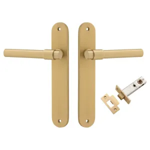 Helsinki Lever Oval Backplate Passage Kit Brushed Gold PVD by Iver, a Door Hardware for sale on Style Sourcebook