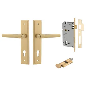 Helsinki Lever Stepped Backplate Entrance Kit w High Security Lock Brushed Gold PVD by Iver, a Door Hardware for sale on Style Sourcebook