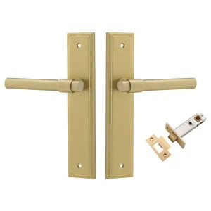 Helsinki Lever Stepped Backplate Passage Kit Brushed Gold PVD by Iver, a Door Hardware for sale on Style Sourcebook