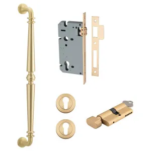 Sarlat Pull Handle 450mm Entrance Kit w Separate High Security Lock Brushed Gold PVD by Iver, a Door Hardware for sale on Style Sourcebook