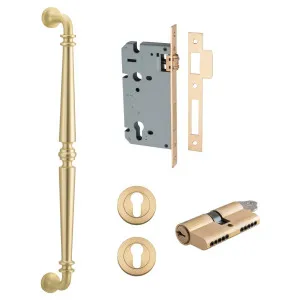 Sarlat Pull Handle 450mm Entrance Kit w Separate High Security Lock Brushed Gold PVD by Iver, a Door Hardware for sale on Style Sourcebook