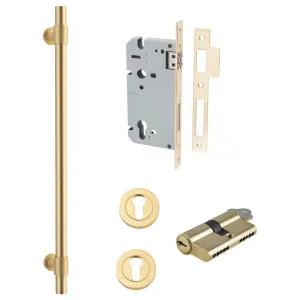 Helsinki Pull Handle 450mm Entrance Kit w Separate High Security Lock Brushed Gold PVD by Iver, a Door Hardware for sale on Style Sourcebook