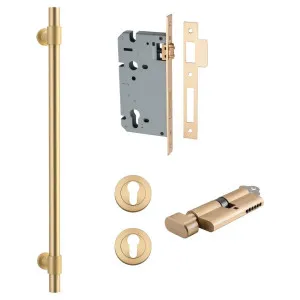 Helsinki Pull Handle 450mm Entrance Kit w Separate High Security Lock Brushed Gold PVD by Iver, a Door Hardware for sale on Style Sourcebook