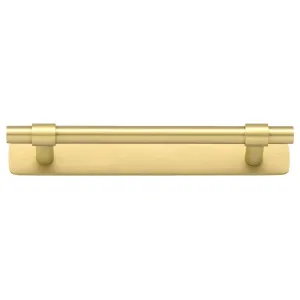 Helsinki Cabinet Pull w BackplateCTC128mm Brushed Gold PVD by Iver, a Cabinet Hardware for sale on Style Sourcebook