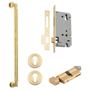 Brunswick Pull Handle 450mm Entrance Kit w Separate High Security Lock Brushed Gold PVD by Iver, a Door Hardware for sale on Style Sourcebook