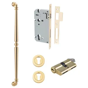 Sarlat Pull Handle 600mm Entrance Kit w Separate High Security Lock Polished Brass by Iver, a Door Hardware for sale on Style Sourcebook