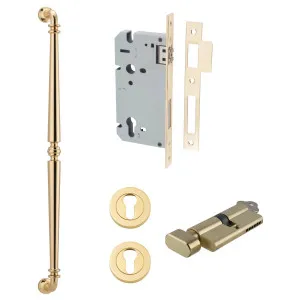 Sarlat Pull Handle 600mm Entrance Kit w Separate High Security Lock Polished Brass by Iver, a Door Hardware for sale on Style Sourcebook