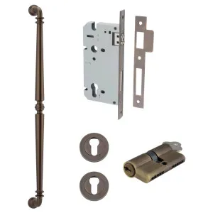 Sarlat Pull Handle 600mm Entrance Kit w Separate High Security Lock Signature Brass by Iver, a Door Hardware for sale on Style Sourcebook