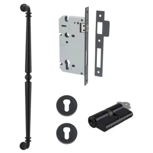 Sarlat Pull Handle 600mm Entrance Kit w Separate High Security Lock Matt Black by Iver, a Door Hardware for sale on Style Sourcebook