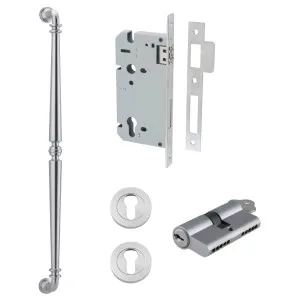 Sarlat Pull Handle 600mm Entrance Kit w Separate High Security Lock Brushed Chrome by Iver, a Door Hardware for sale on Style Sourcebook