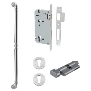 Sarlat Pull Handle 600mm Entrance Kit w Separate High Security Lock Brushed Chrome by Iver, a Door Hardware for sale on Style Sourcebook