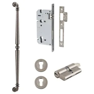Sarlat Pull Handle 600mm Entrance Kit w Separate High Security Lock Distressed Nickel by Iver, a Door Hardware for sale on Style Sourcebook