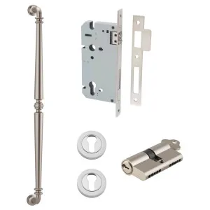 Sarlat Pull Handle 600mm Entrance Kit w Separate High Security Lock Satin Nickel by Iver, a Door Hardware for sale on Style Sourcebook
