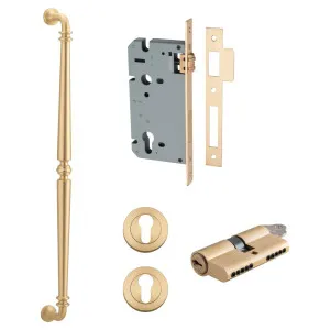 Sarlat Pull Handle 600mm Entrance Kit with Separate High Security Lock Brushed Brass by Iver, a Door Hardware for sale on Style Sourcebook