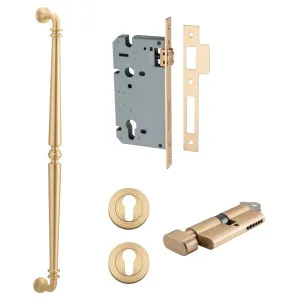 Sarlat Pull Handle 600mm Entrance Kit w Separate High Security Lock Brushed Brass by Iver, a Door Hardware for sale on Style Sourcebook