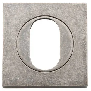 Oval Escutcheon Square Distressed Nickel by Iver, a Door Hardware for sale on Style Sourcebook