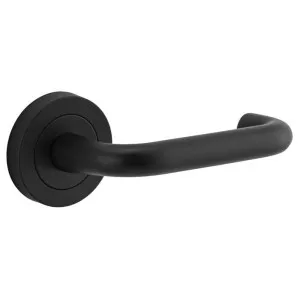 Oslo Lever Round Rose Matt Black by Iver, a Door Hardware for sale on Style Sourcebook