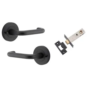 Oslo Lever Round Rose (Inbuilt Privacy) Matt Black by Iver, a Door Hardware for sale on Style Sourcebook