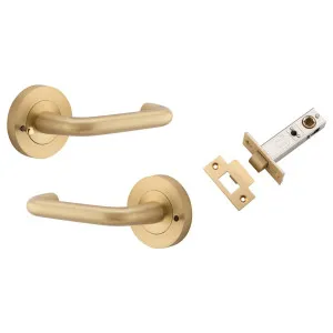 Oslo Lever Round Rose (Inbuilt Privacy) Brushed Brass by Iver, a Door Hardware for sale on Style Sourcebook