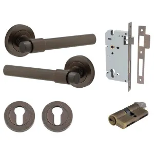 Helsinki Lever Round Rose Entrance Kit w Separate High Security Lock Signature Brass by Iver, a Door Hardware for sale on Style Sourcebook