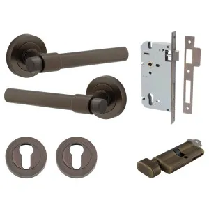 Helsinki Lever Round Rose Entrance Kit w Separate High Security Lock Signature Brass by Iver, a Door Hardware for sale on Style Sourcebook