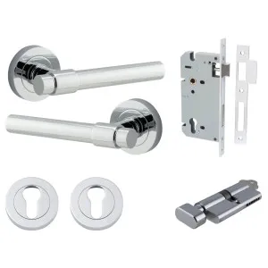 Helsinki Lever Round Rose Entrance Kit w Separate High Security Lock Polished Chrome by Iver, a Door Hardware for sale on Style Sourcebook