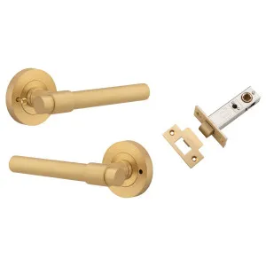 Helsinki Lever Round Rose (Inbuilt Privacy) Brushed Brass by Iver, a Door Hardware for sale on Style Sourcebook