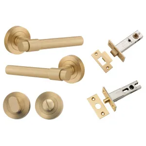 Helsinki Lever Round Rose Privacy Kit w Separate Privacy Turn Brushed Brass by Iver, a Door Hardware for sale on Style Sourcebook