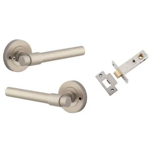 Helsinki Lever Round Rose (Inbuilt Privacy) Satin Nickel by Iver, a Door Hardware for sale on Style Sourcebook