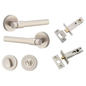 Helsinki Lever Round Rose Privacy Kit w Separate Privacy Turn Satin Nickel by Iver, a Door Hardware for sale on Style Sourcebook