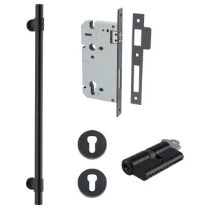 Helsinki Pull Handle 450mm Entrance Kit w Separare High Security Lock Matt Black by Iver, a Door Hardware for sale on Style Sourcebook