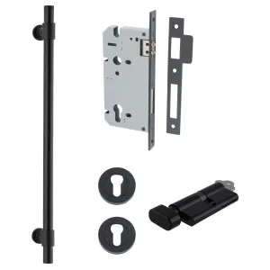 Helsinki Pull Handle 450mm Entrance Kit w Separare High Security Lock Matt Black by Iver, a Door Hardware for sale on Style Sourcebook