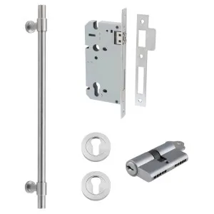Helsinki Pull Handle 450mm Entrance Kit w Separare High Security Lock Brushed Chrome by Iver, a Door Hardware for sale on Style Sourcebook